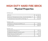 High Duty Hard Fire Brick 9" x 6" x 1-1/2"